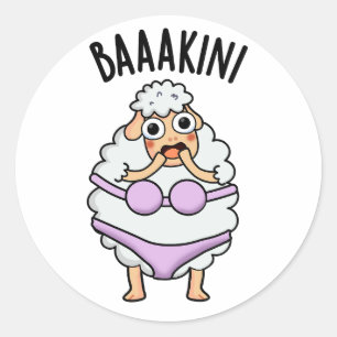 Adesivo Redondo Baa-kini Funny Bikini Pun