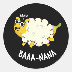 Adesivo Redondo Baa-nana Banana Engraçado Pun Ovelha