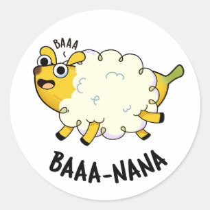 Adesivo Redondo Baa-nana Banana Engraçado Pun Ovelha