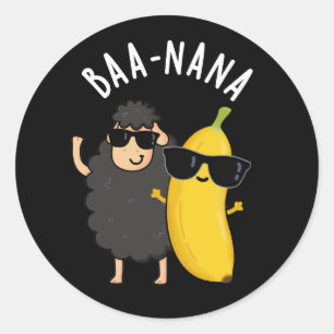 Adesivo Redondo Baa-nana Funny Banana Puns Dark BG