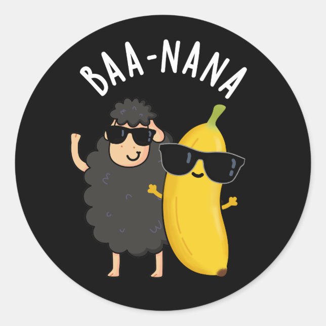 Adesivo Redondo Baa-nana Funny Banana Puns Dark BG (Frente)