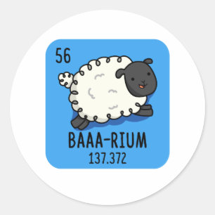 Adesivo Redondo Baa-rium Funny Sheep Chemistry Pun
