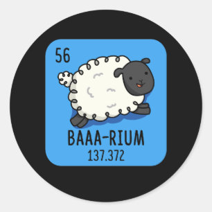 Adesivo Redondo Baa-rium Funny Sheep Chemistry Pun Dark BG