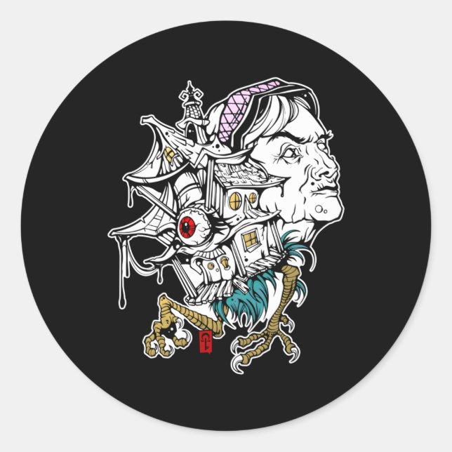 Adesivo Redondo Baba Jaga Baba Yaga (Frente)