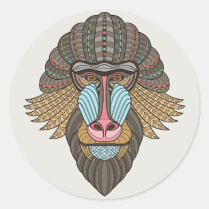 Adesivo Redondo Baboon ilustrado