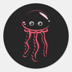 Adesivo Redondo Babt Jellyfish Sorrindo Costume Cute Animal Hallow
