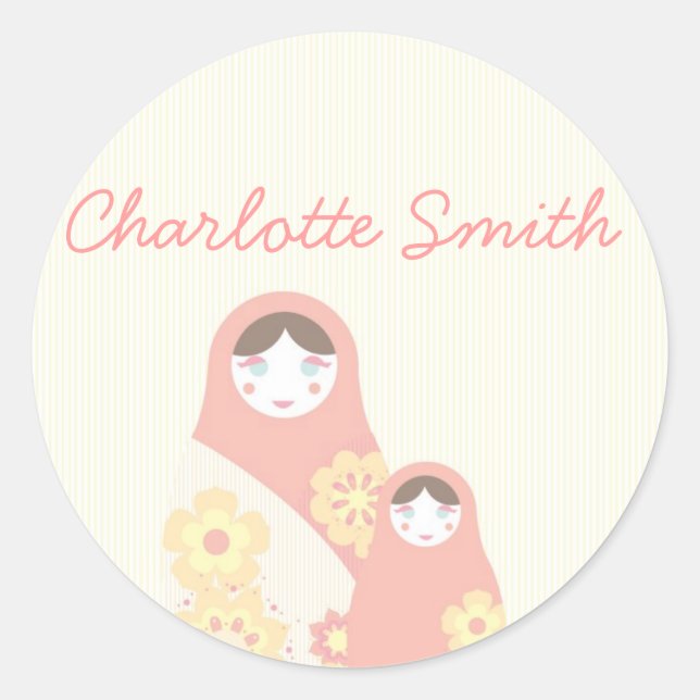 Adesivo Redondo Babushka Doll Sticker Russo (Frente)