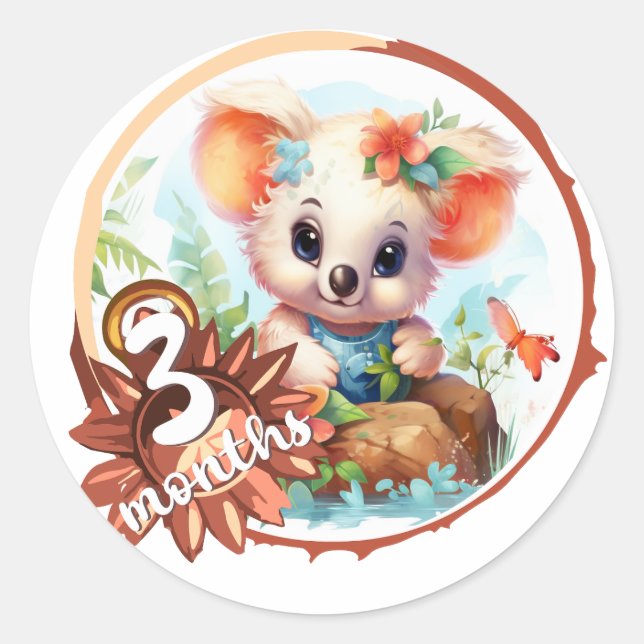 Adesivo Redondo Baby - 3 months too (Frente)