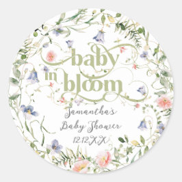 Adesivo Redondo Baby Bloom Wildflower Modern Neutral Chá de fralda