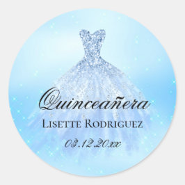 Adesivo Redondo Baby Blue Quinceanera Personalizado