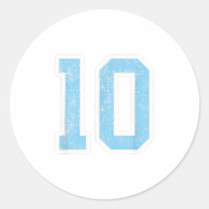 Adesivo Redondo Baby Blue White Number 10 Jersey Player Uniform #1