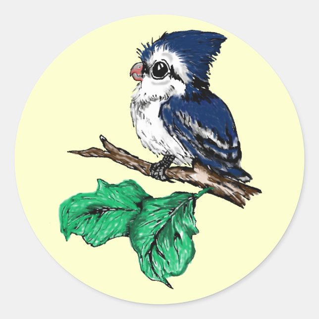 Adesivo Redondo Baby Bluejay Stickers (Frente)