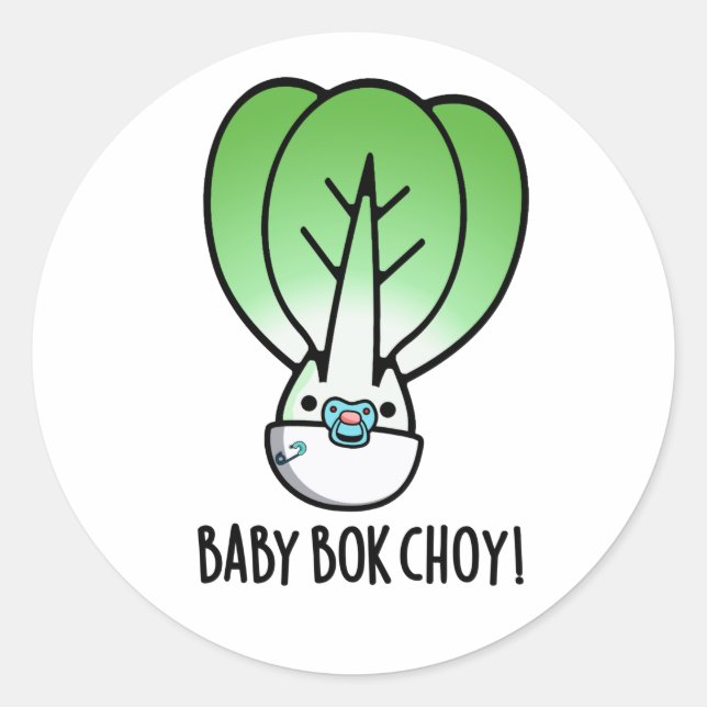 Adesivo Redondo Baby Bok Choy Engraçado Veggie Pun (Frente)