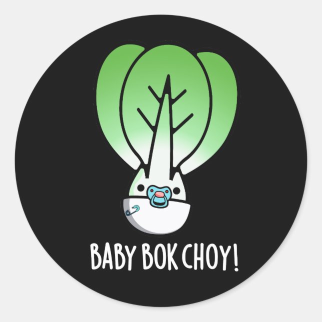 Adesivo Redondo Baby Bok Choy Funny Veggie Pun Dark BG (Frente)