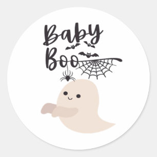 Adesivo Redondo Baby Boo Cute Halloween Impressão Vintage Style