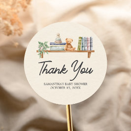 Adesivo Redondo Baby Books and Brunch Neutral Baby Shower