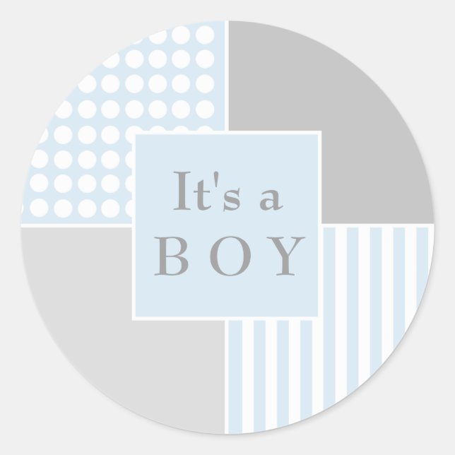 Adesivo Redondo Baby Boy Blue Modern Sticker (Frente)