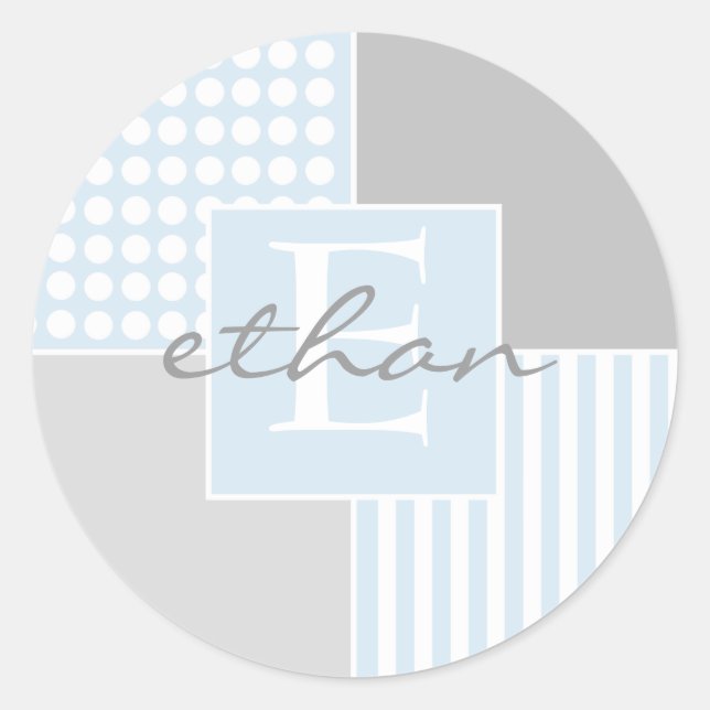 Adesivo Redondo Baby Boy Blue Modern Sticker (Frente)