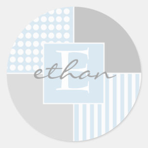 Adesivo Redondo Baby Boy Blue Modern Sticker