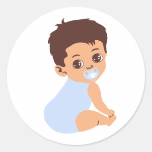 Adesivo Redondo Baby Boy in Blue Romper Cutout Sticker