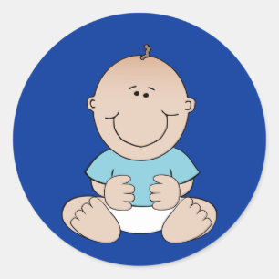 Adesivo Redondo Baby Boy in Blue Shirt Sticker