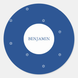 Adesivo Redondo Baby Boy Juewish Hebraico Cerimônia de Nomeação