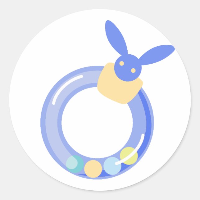 Adesivo Redondo Baby Boy Rattle Stickers (Frente)