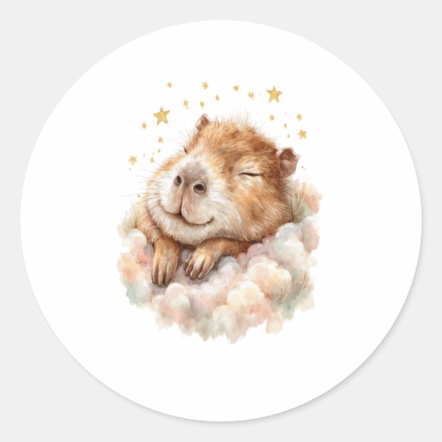 Adesivo Redondo Baby Boy Shower Sticker • Cute Capybara (Frente)