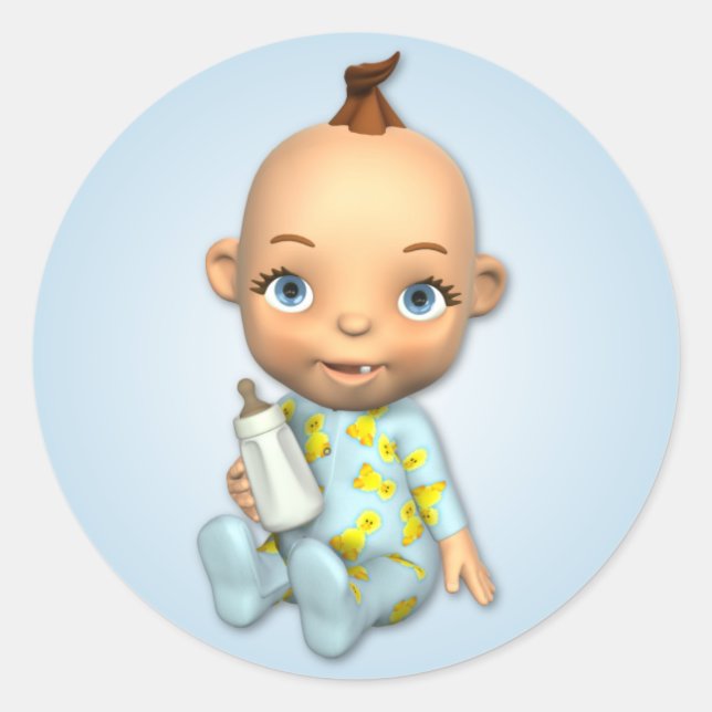 Adesivo Redondo Baby Boy Toon Sticker (Frente)