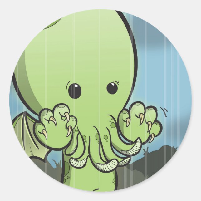 Adesivo Redondo Baby Cthulhu - Stickers (Frente)