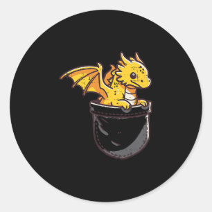 Adesivo Redondo Baby Dragon Pocket Cute Fantasy Mythasy Homens