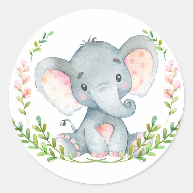 Adesivo Redondo Baby Elephant Sticker (Frente)