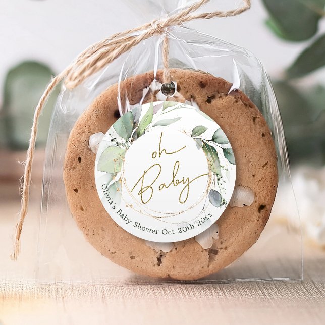 Adesivo Redondo Baby Eucalyptus Chá de fraldas Sticker (Criador carregado)