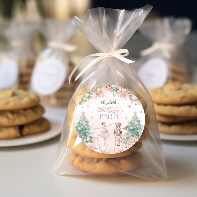 Adesivo Redondo Baby Festa de aniversário Floral Nutcracker (Criador carregado)