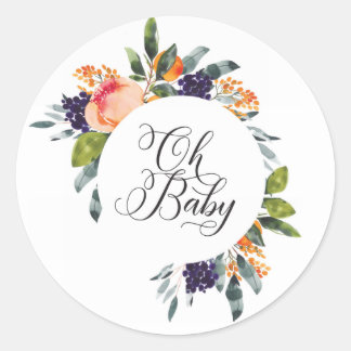 Adesivo Redondo Baby Floral Chá de fraldas Stickers