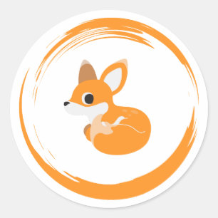 Adesivo Redondo Baby Fox Sticker