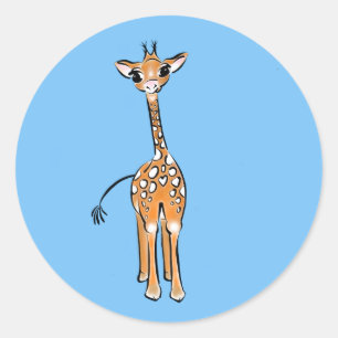 Adesivo Redondo Baby Giraffe - azul