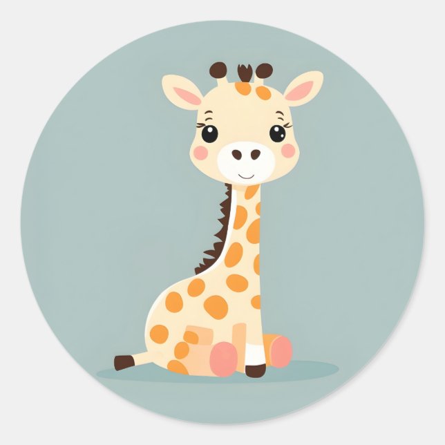 Adesivo Redondo Baby Giraffe Sticker (Frente)