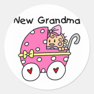 Adesivo Redondo Baby Girl New Grandma T-shirts e presentes