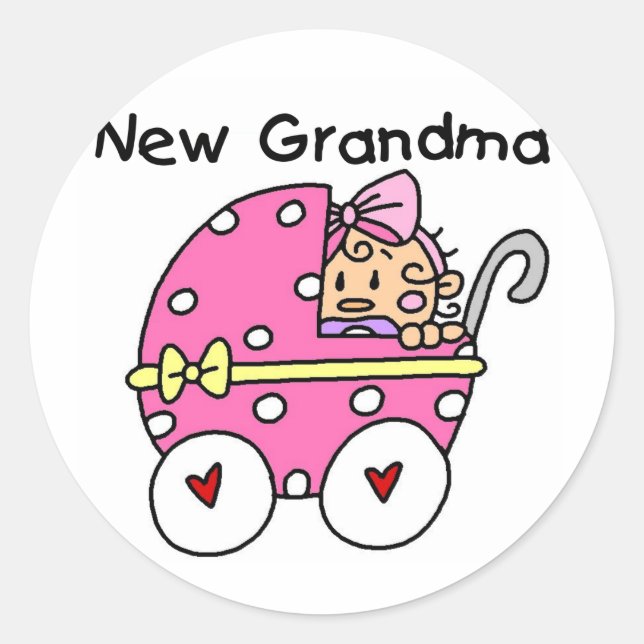 Adesivo Redondo Baby Girl New Grandma T-shirts e presentes (Frente)