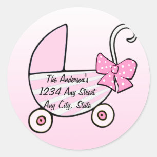 Adesivo Redondo Baby Girl Pink Buggy