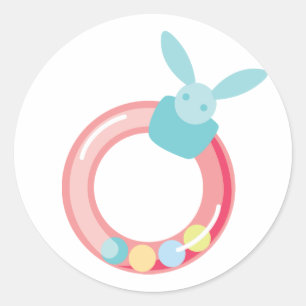 Adesivo Redondo Baby Girl Rattle Stickers