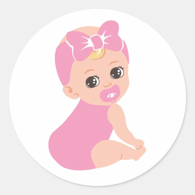 Adesivo Redondo Baby Girl Sticker com Arco e trava Dourada (Frente)