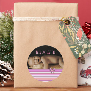 Adesivo Redondo Baby Girl Stickers com sua foto de bebê