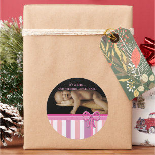 Adesivo Redondo Baby Girl Stickers com sua foto de bebê