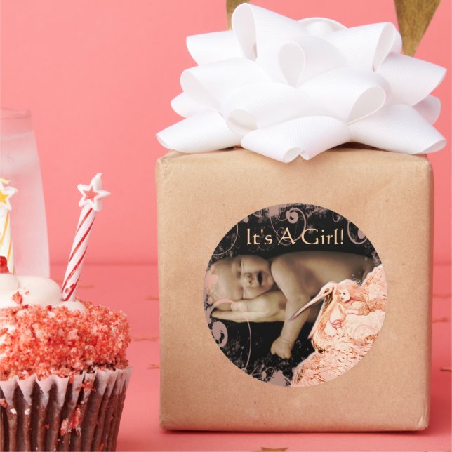 Adesivo Redondo Baby Girl Stickers com sua foto de bebê (Festa)