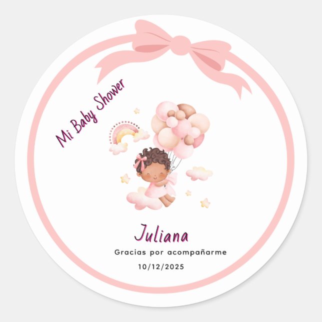 Adesivo Redondo Baby Girl stiker editable (Frente)