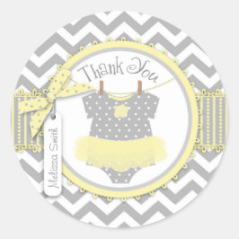 Adesivo Redondo Baby Girl Tutu Chevron Impressão Obrigado Rótulo