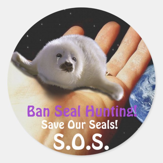 Adesivo Redondo BABY HARP SEAL Anti-Seal Hunt Sticker (Frente)