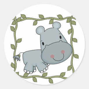 Adesivo Redondo Baby Hippo T-shirts e presentes